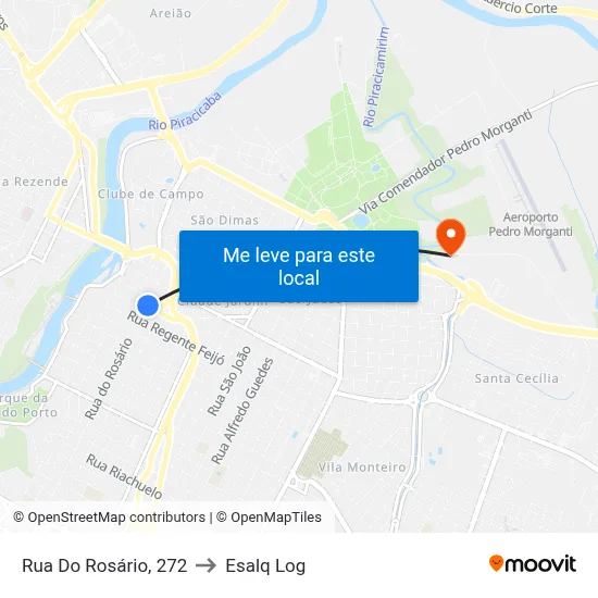 Rua Do Rosário, 272 to Esalq Log map