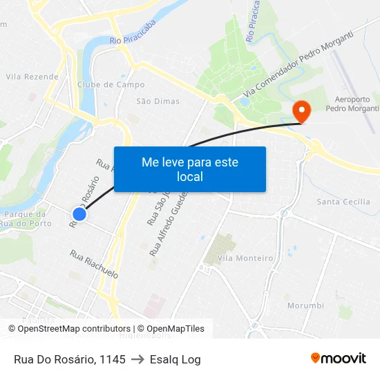 Rua Do Rosário, 1145 to Esalq Log map