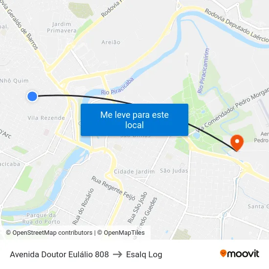 Avenida Doutor Eulálio 808 to Esalq Log map