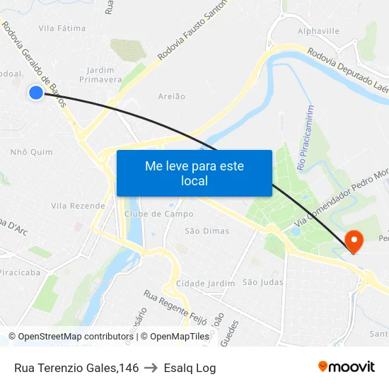 Rua Terenzio Gales,146 to Esalq Log map