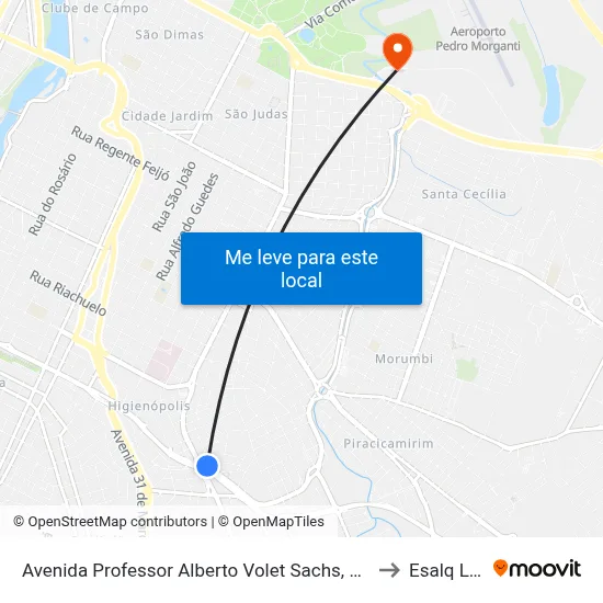 Avenida Professor Alberto Volet Sachs, 53-63 to Esalq Log map