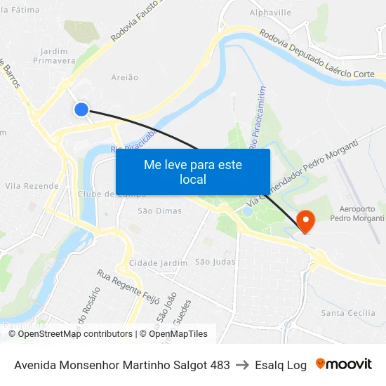 Avenida Monsenhor Martinho Salgot 483 to Esalq Log map