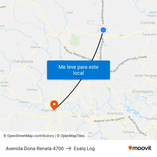 Avenida Dona Renata 4700 to Esalq Log map