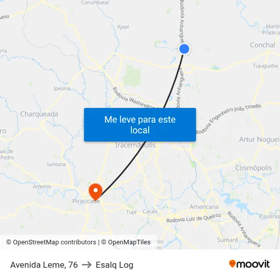 Avenida Leme, 76 to Esalq Log map