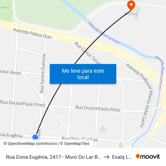 Rua Dona Eugênia, 2417 - Muro Do Lar Betel to Esalq Log map