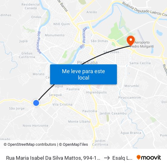 Rua Maria Isabel Da Silva Mattos, 994-1170 to Esalq Log map