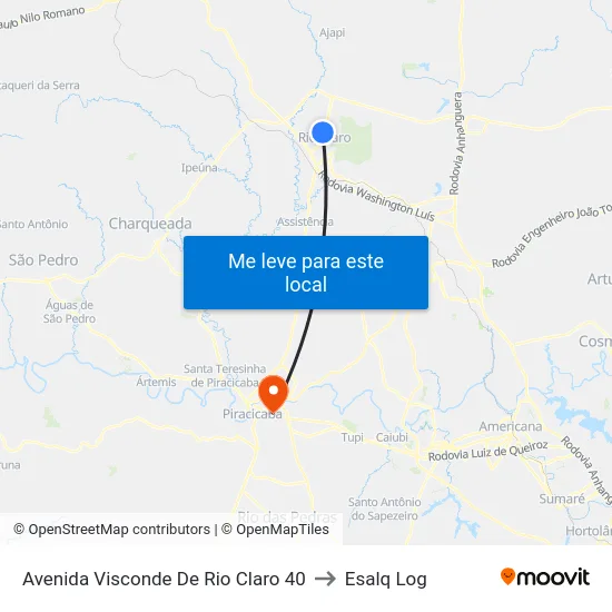 Avenida Visconde De Rio Claro 40 to Esalq Log map