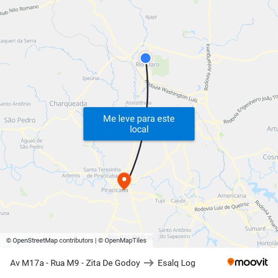 Av M17a - Rua M9 - Zita De Godoy to Esalq Log map