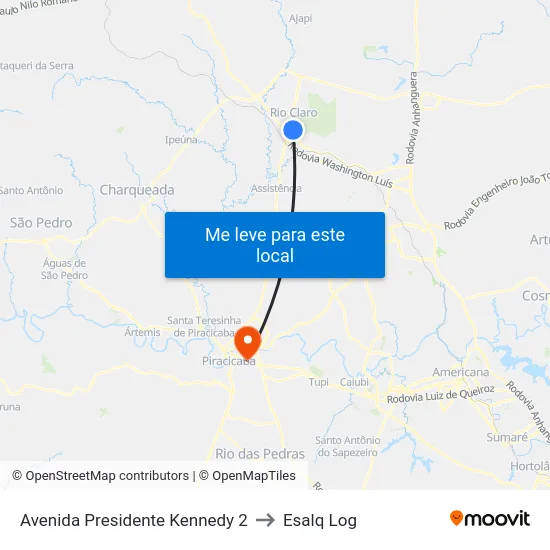 Avenida Presidente Kennedy 2 to Esalq Log map