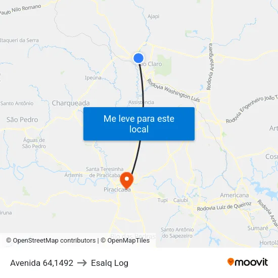 Avenida 64,1492 to Esalq Log map
