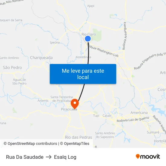 Rua Da Saudade to Esalq Log map