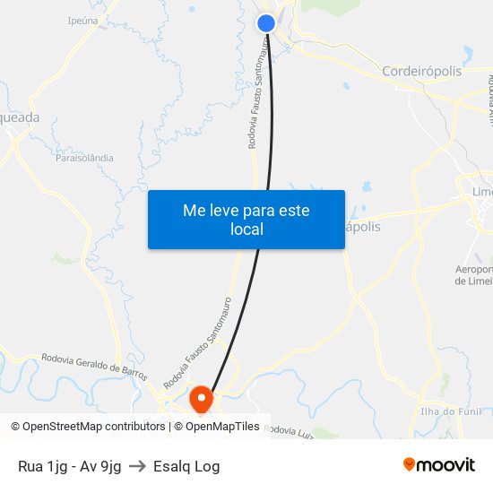 Rua 1jg - Av 9jg to Esalq Log map