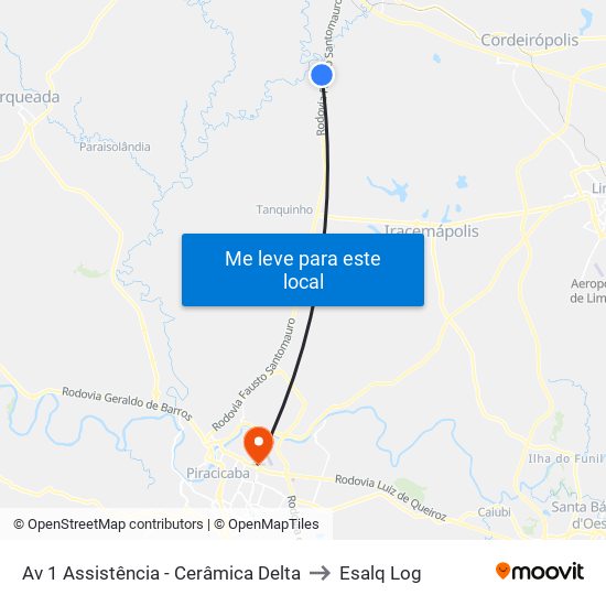 Av 1 Assistência - Cerâmica Delta to Esalq Log map