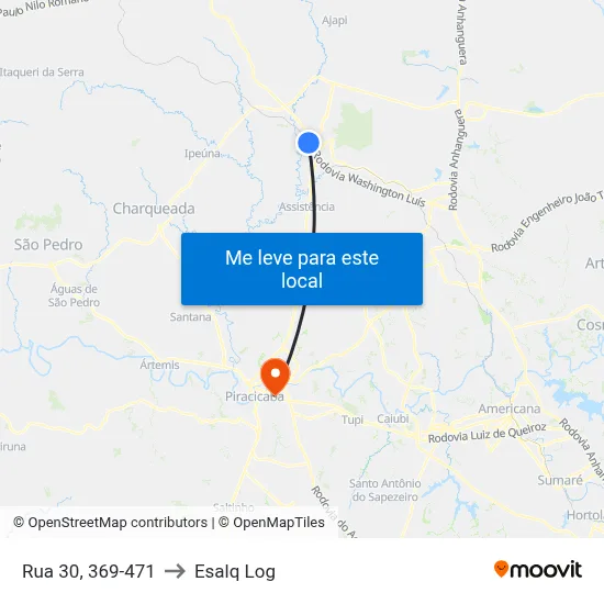 Rua 30, 369-471 to Esalq Log map
