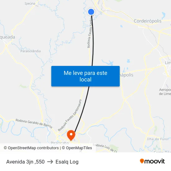 Avenida 3jn ,550 to Esalq Log map