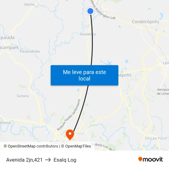 Avenida 2jn,421 to Esalq Log map
