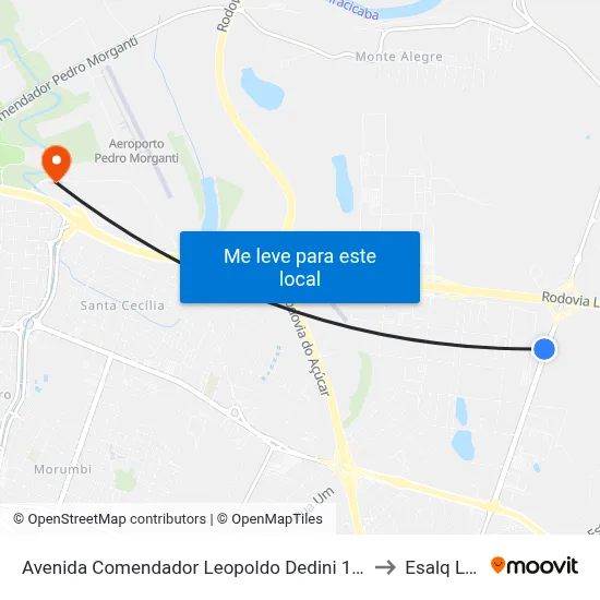 Avenida Comendador Leopoldo Dedini 1393 to Esalq Log map