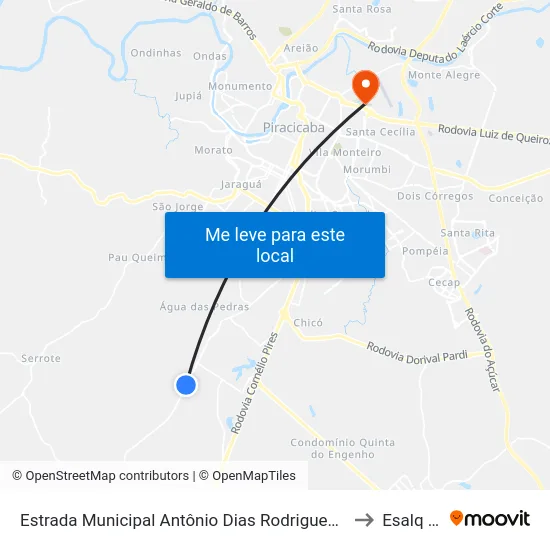 Estrada Municipal Antônio Dias Rodrigues, 6586-6916 to Esalq Log map