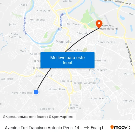 Avenida Frei Francisco Antonio Perin, 1481 to Esalq Log map