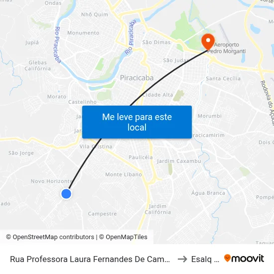 Rua Professora Laura Fernandes De Campos Ferrari, 50 to Esalq Log map