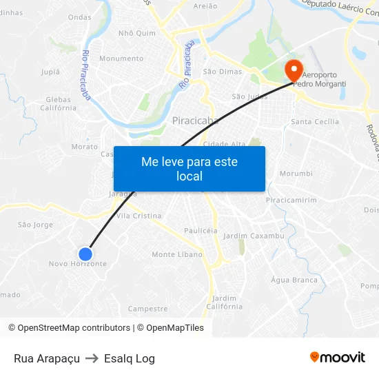Rua Arapaçu to Esalq Log map