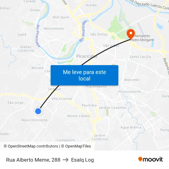 Rua Alberto Meme, 288 to Esalq Log map