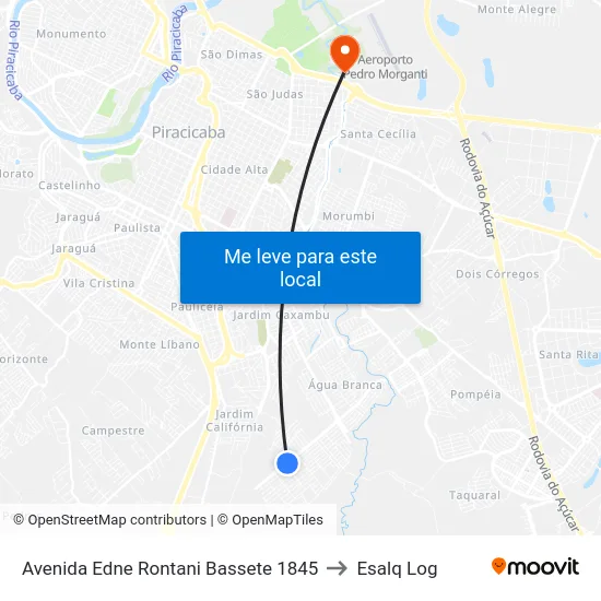 Avenida Edne Rontani Bassete 1845 to Esalq Log map