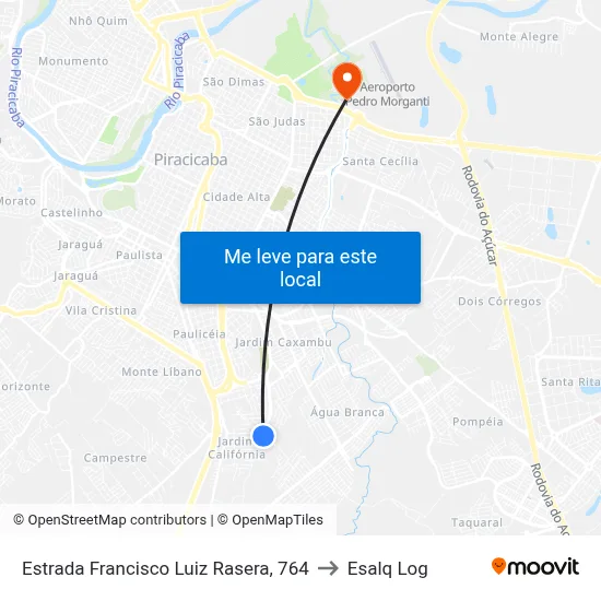 Estrada Francisco Luiz Rasera, 764 to Esalq Log map