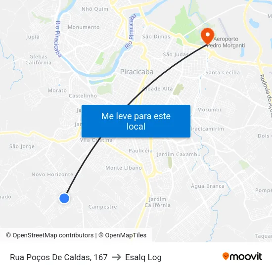 Rua Poços De Caldas, 167 to Esalq Log map