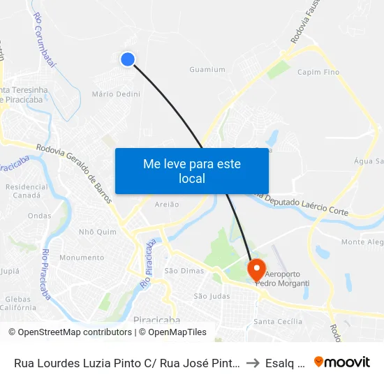 Rua Lourdes Luzia Pinto C/ Rua José Pinto De Lima to Esalq Log map
