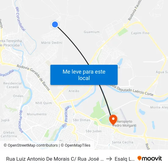 Rua Luiz Antonio De Morais C/ Rua José Jacob to Esalq Log map