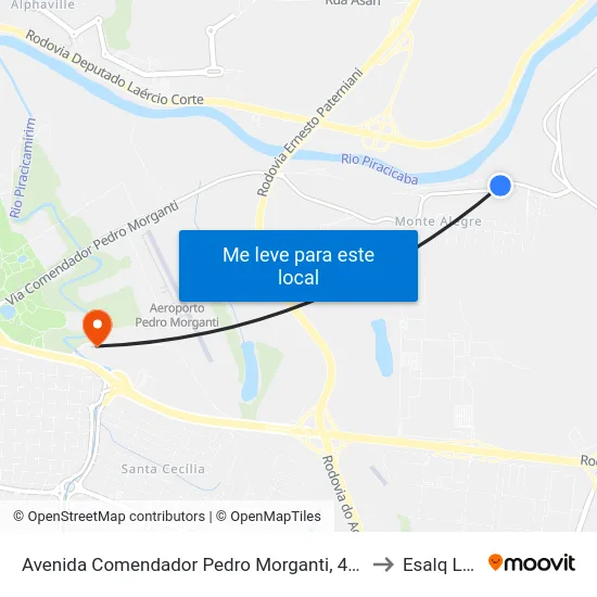 Avenida Comendador Pedro Morganti, 4817 to Esalq Log map