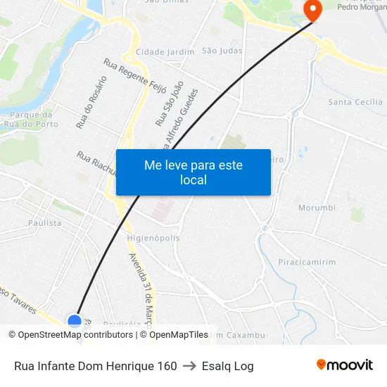 Rua Infante Dom Henrique 160 to Esalq Log map