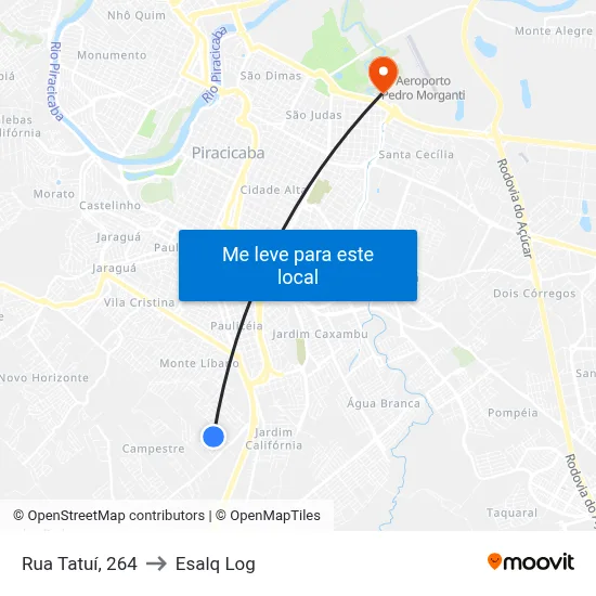 Rua Tatuí, 264 to Esalq Log map