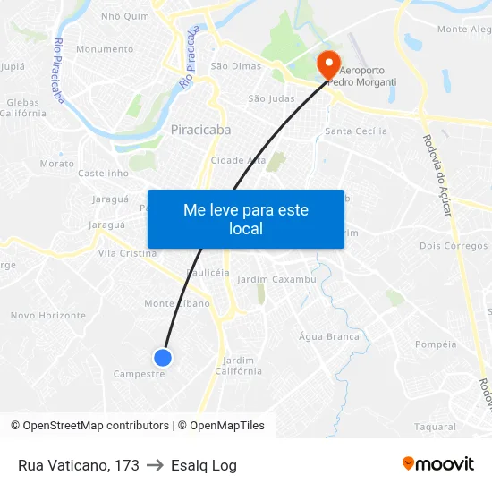 Rua Vaticano, 173 to Esalq Log map