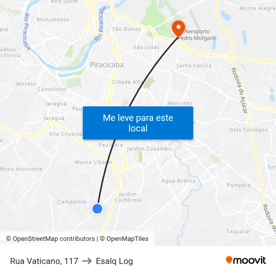 Rua Vaticano, 117 to Esalq Log map