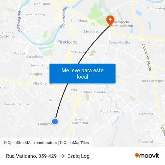 Rua Vaticano, 359-429 to Esalq Log map