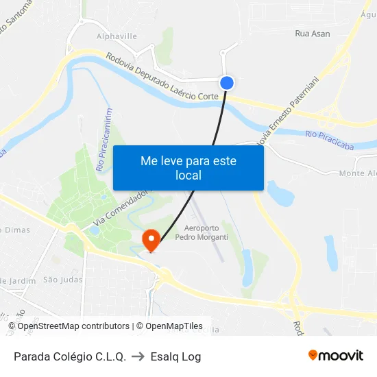 Parada Colégio C.L.Q. to Esalq Log map