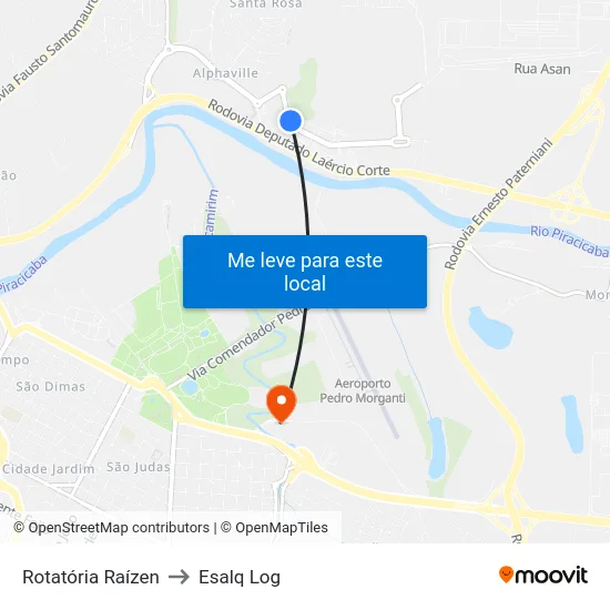 Rotatória Raízen to Esalq Log map