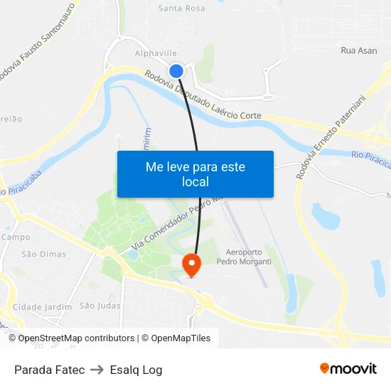 Parada Fatec to Esalq Log map