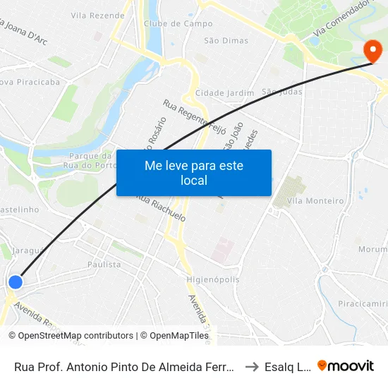 Rua Prof. Antonio Pinto De Almeida Ferraz, 517 to Esalq Log map