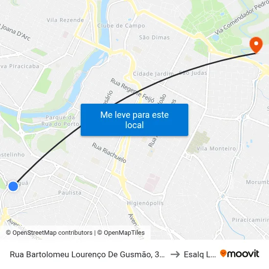 Rua Bartolomeu Lourenço De Gusmão, 309-321 to Esalq Log map