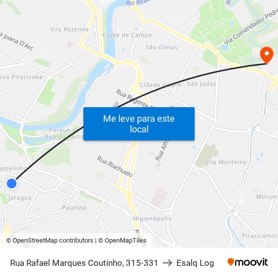 Rua Rafael Marques Coutinho, 315-331 to Esalq Log map
