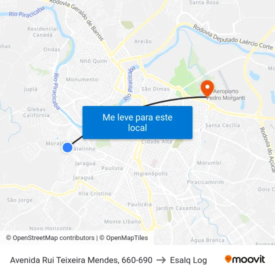 Avenida Rui Teixeira Mendes, 660-690 to Esalq Log map