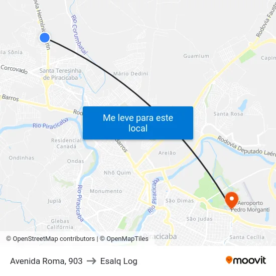 Avenida Roma, 903 to Esalq Log map