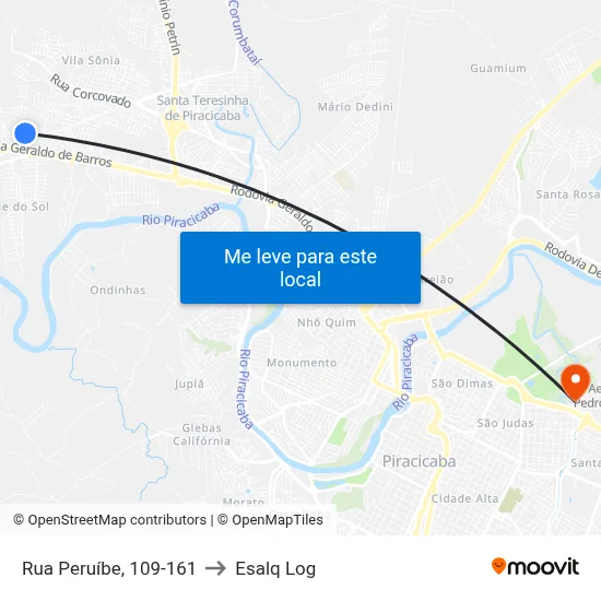 Rua Peruíbe, 109-161 to Esalq Log map
