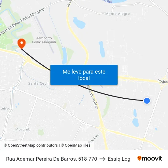 Rua Ademar Pereira De Barros, 518-770 to Esalq Log map