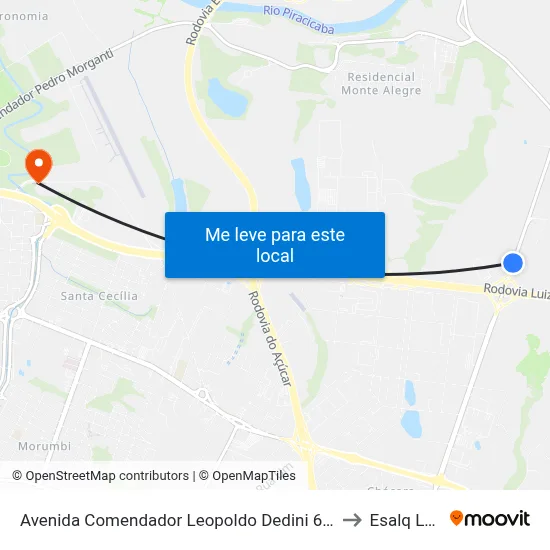 Avenida Comendador Leopoldo Dedini 612 to Esalq Log map