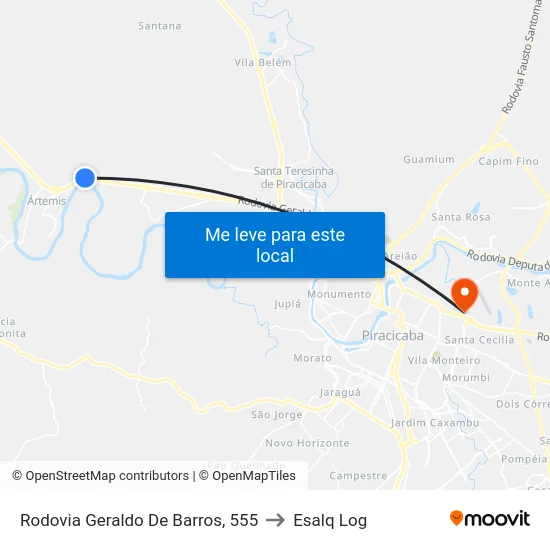 Rodovia Geraldo De Barros, 555 to Esalq Log map