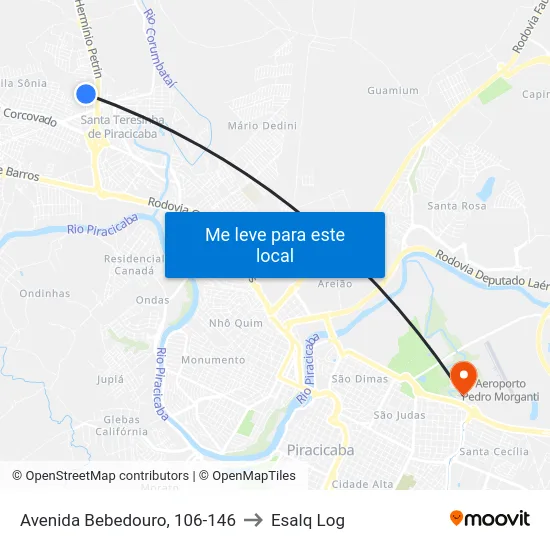 Avenida Bebedouro, 106-146 to Esalq Log map